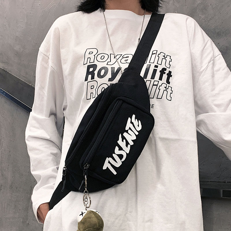 Chest bag men's tide brand diagonal canvas shoulder bag sports backpack women's ins tide small shoulder bag student waist bag messenger bag