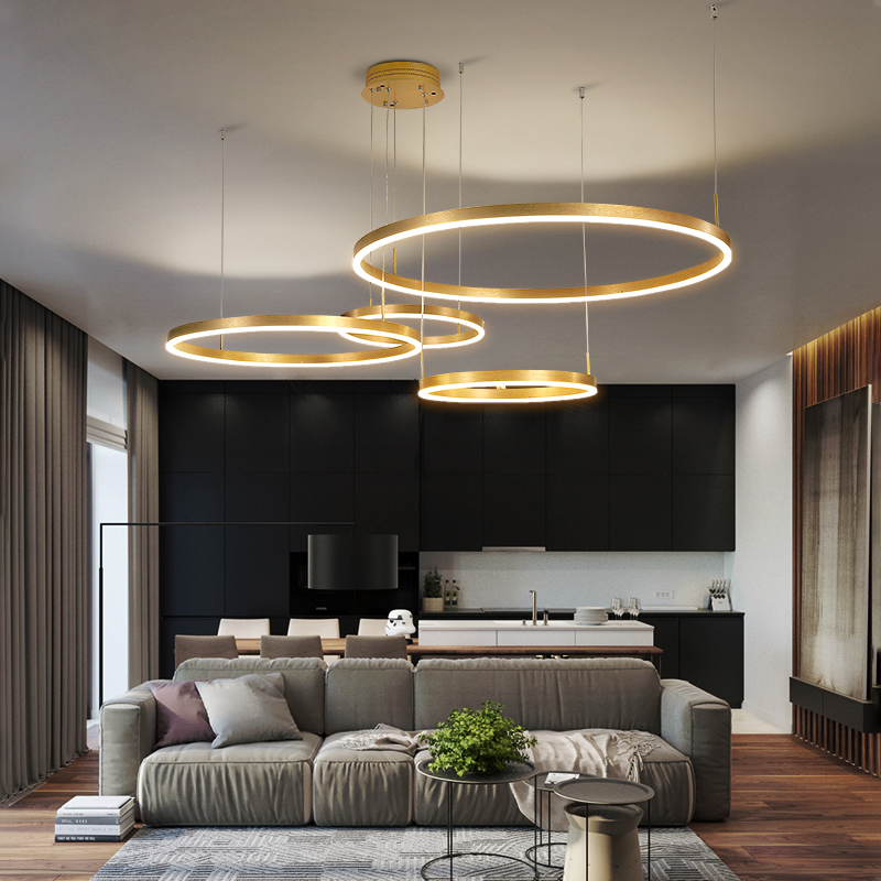 Living room chandelier modern minimalist circle ring combination postmodern hall lamps creative design light luxury chandelier