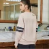 Li Ning Weiyi 2019 mùa xuân mới đích thực của phụ nữ lỏng lẻo áo thun cổ tròn không áo len thể thao AWDP054 - Thể thao lông cừu / jumper áo thun tay dài nam form rộng Thể thao lông cừu / jumper