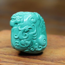 Yingyi Hubei original mine without optimization turquoise high porcelain Su Gong antique dragon and phoenix carving pendant pendant