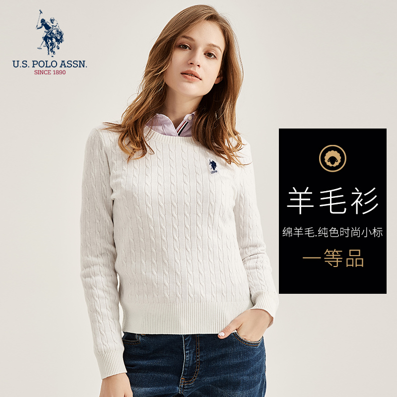 Hoa Kỳ POLO ASSN. Áo len đầu knitsweater phụ nữ áo len của lỏng lười mùa thu / mùa đông đáy mới