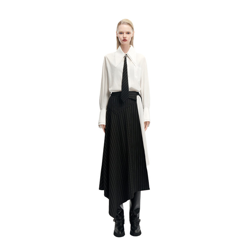 Kunswear/Kunsweier 26Sp Fashion Women's Suit Shirt Dress Striped Skirt Two-Piece Set