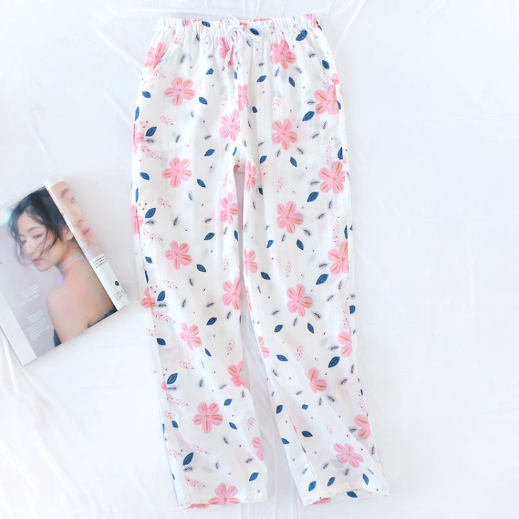 Sản phẩm mới dành cho phụ nữ mùa hè mỏng quần pyjama quần gạc rộng rãi quần dài ở nhà cộng với kích thước in mùa xuân và mùa thu - Quần tây