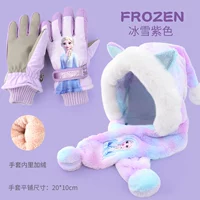 Сиреневые лыжные перчатки, шарф, комплект