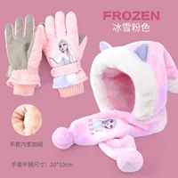 Розовые лыжные перчатки, шарф, комплект