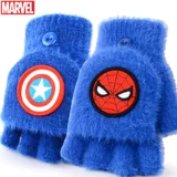 Дисней, детские демисезонные перчатки для мальчиков, удерживающая тепло трикотажная мультяшная словарная карточка для письма для школьников, без пальцев, Человек-паук