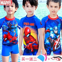 Áo tắm Disney cho trẻ em Marvel American Captain Boy Áo tắm bé trai Big Boy Liên kết kem chống nắng Lướt - Áo liền quần quần áo trẻ em nam