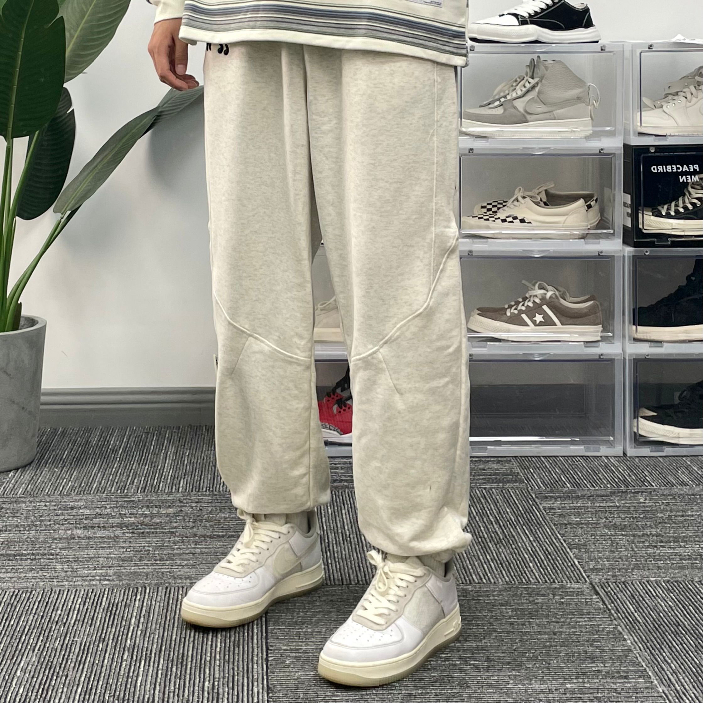 306 studio simple and versatile embroidered sweatpants loose sports corset pants trend solid color autumn trousers men