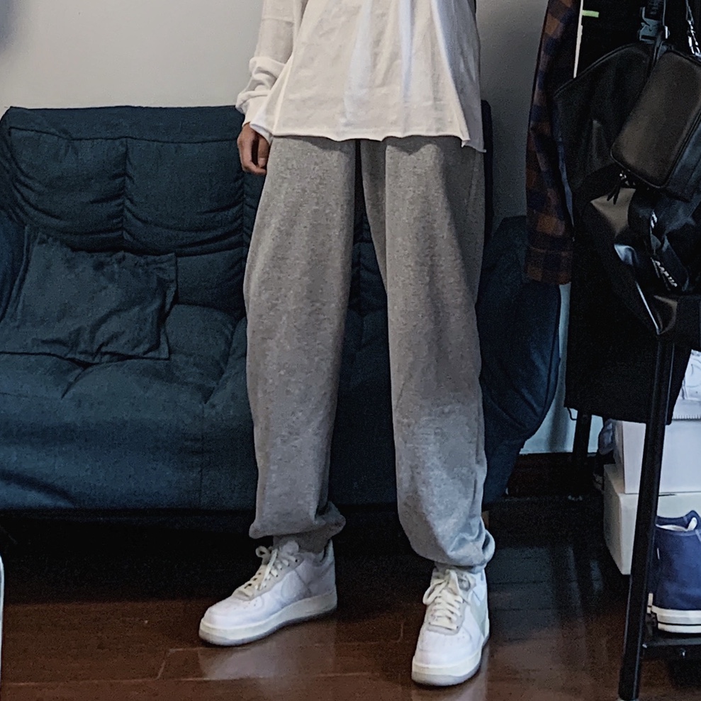 Grey Sweatpants Solid Color Japanese Corset Pants Couples All-match Sports Thin Loose Pants Boys Trousers Trend