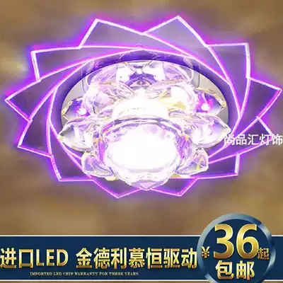Creative led walkway light Crystal Light round porch light corridor hall light living room downlight ceiling lamp lotus flower