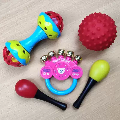 Baby small sand hammer red ball hand bell newborn baby hand grip chasing visual training red toy small rattle