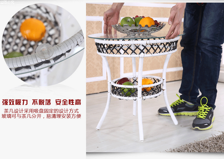 Ghế wicker bàn cà phê ba bộ ngoài trời vườn giải trí bảng và ghế kết hợp mây pe mây ghế wrought sắt đồ nội thất dệt ghế
