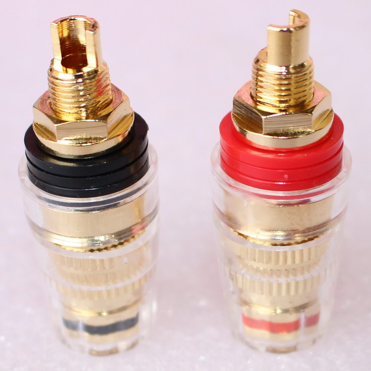 Taiwan Imported Pure Copper Gold Plated Large Electric Flow Transparent Crystal Banana Mother Seat Speaker Power Amplifier Trumpeter Post Head Socket