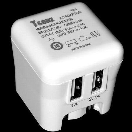 Tsenz 5V3 1A dual USB fast charger head intelligent recognition suitable for Android Apple phone tablets