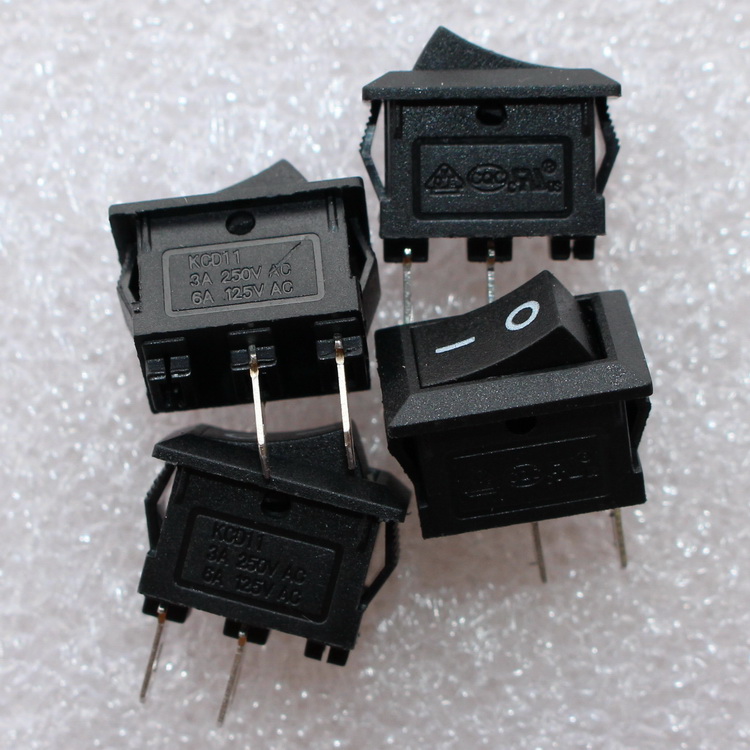All copper feet KCD-11 micro small rocker switch 2 feet rocker power switch 10*15MM black 3A 250V