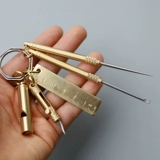 Латунный универсальный комплект, маленькая подвеска, складной нож, свисток, металлическая линейка, ухочистка