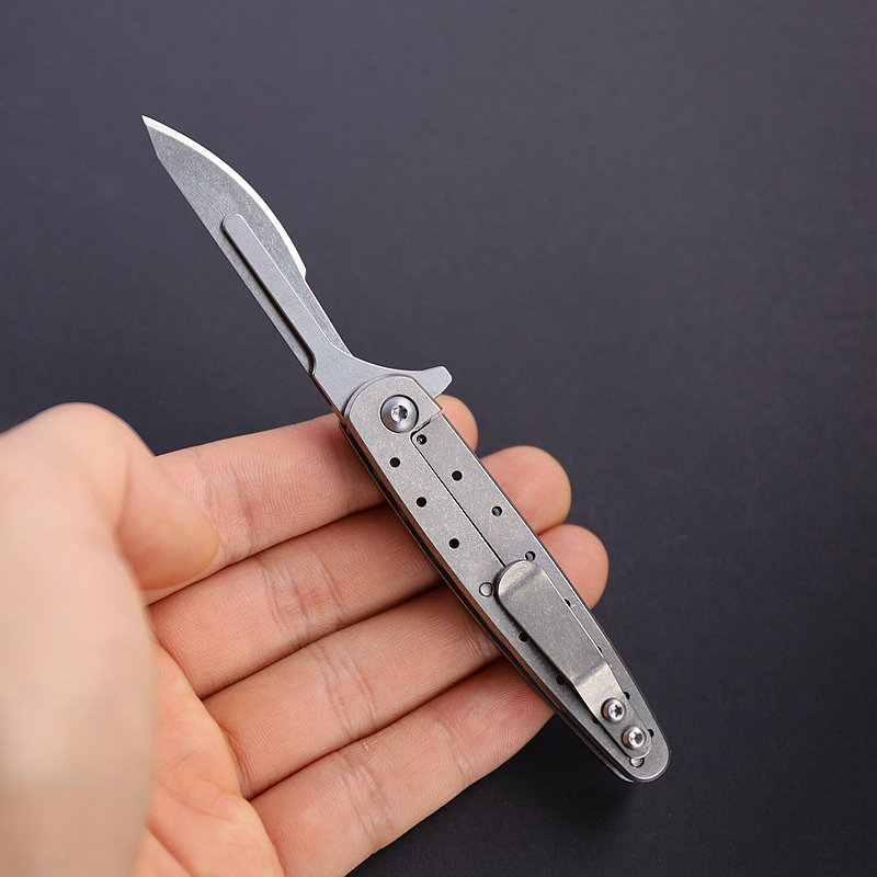 Titanium alloy EDC beauty work knife folding paper knife quick opening 7 holes with back clip compatible with multiple blades