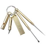 Латунный универсальный комплект, маленькая подвеска, складной нож, свисток, металлическая линейка, ухочистка