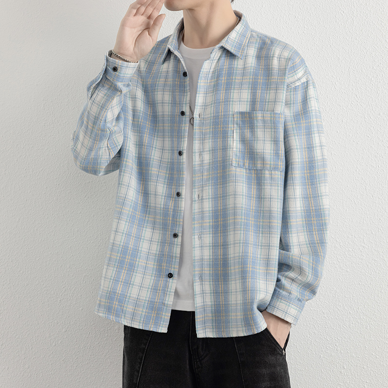 Spring and Autumn Versatile Shirts, Korean Style Jackets, Trendy Japanese Retro Men's Shirts, Plaid Loose Long-Sleeved Casual Shirts Spring and Autumn Versatile Shirts, Korean Style Jackets, Trendy Japanese Retro Men's Shirts, Plaid Loose Long-Sleeved Casual Shirts