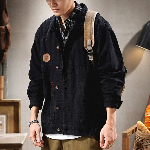 Ретро демисезонная рубашка, лонгслив для отдыха, мужская куртка, в американском стиле, оверсайз