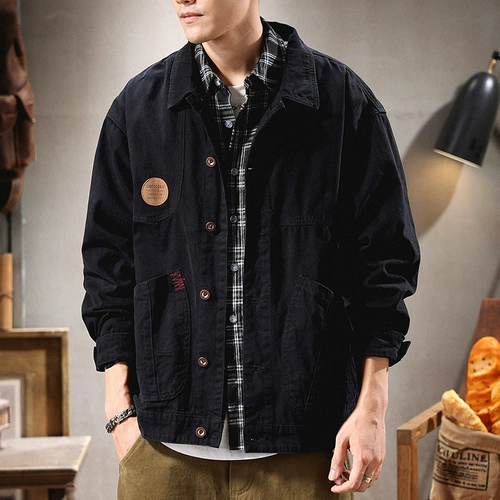 Ретро демисезонная рубашка, лонгслив для отдыха, мужская куртка, в американском стиле, оверсайз