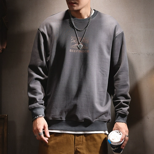 Демисезонный лонгслив, трендовая приятная телу рубашка, круглый воротник, в американском стиле