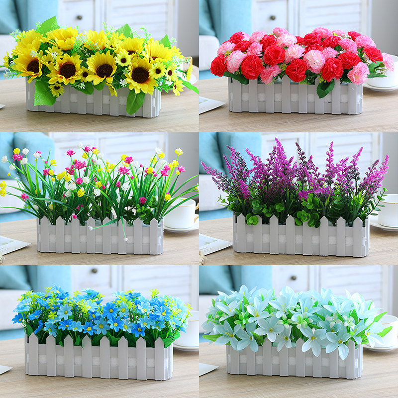 Living Room Emulation Floral Suit Silk Flower Plastic Drying Bouquet Fence Fake Flower TV Cabinet Swing Piece Mall Hotel Decoration