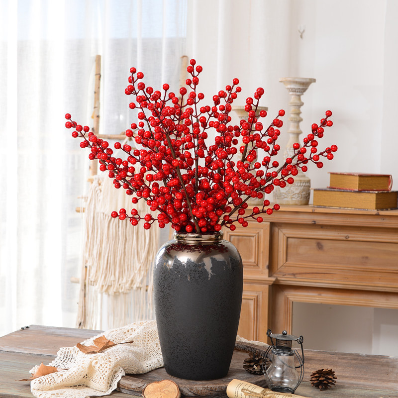 Red Fruit Simulation Flower for Winter Yuzu Dining Table High-end Apple Pomegranate Perimmon Fake Flower Living Room Wedding Flower Art