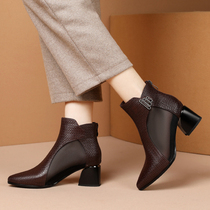 Boots 2022 Spring and summer new hollow mesh boots coarse heel sandals tip English wind shoes