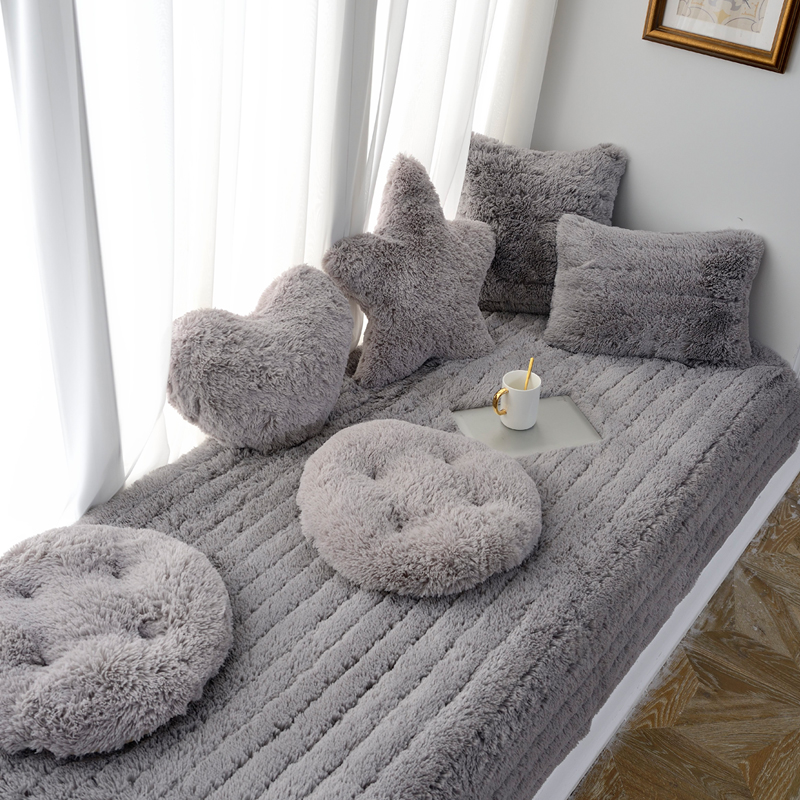 Can be set as floating window length plush thickening modern minimalist window sill Cushion Decorated with Skin Machine Wash Bedroom Plush Blankets