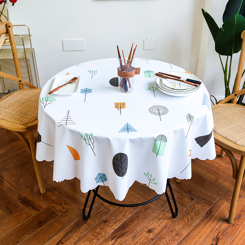 Tea table waterproof and anti-burn cover cloth PVC plastic table cloth round small round table cloth-free table cloth cloth art table cushion