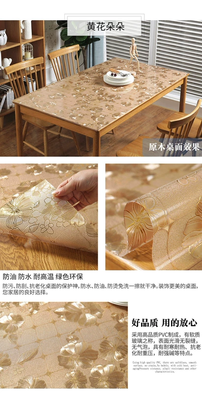 tấm kính pha lê miếng đệm bảng mat bảng nhựa vải trong suốt mềm chống nước nóng và không thấm dầu dùng một lần hình chữ nhật - Khăn trải bàn tấm trải bàn ăn