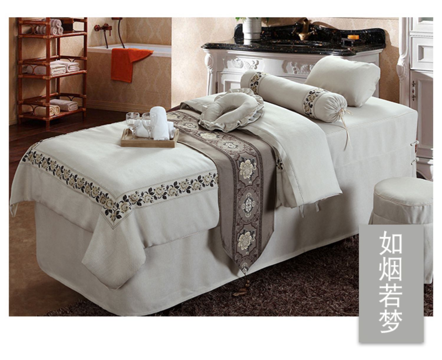 Làm đẹp giường bốn bộ thẩm mỹ viện đặc biệt nhung bông massage vật lý trị liệu trải giường lỗ chì có thể được tùy chỉnh - Trang bị tấm ga trai giuong cho spa