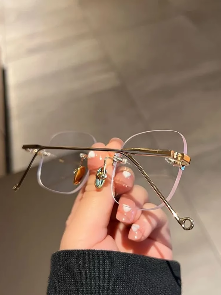 Trendy Instagram-Style Frameless Makeup-Free Look-Enhancing Glasses with Prescription or Non-Prescription Lenses, Ultra-Light Trendy Frames for Men and Women
