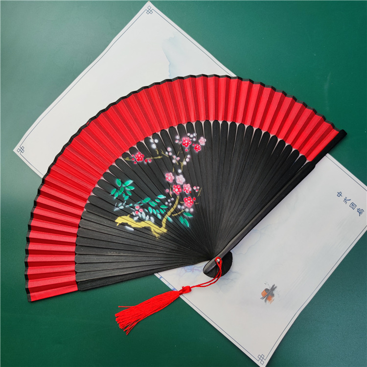 Chinese wind dance fan wooden spray folding summer female fan silk fan easy to open classical fan COS Hanclothing