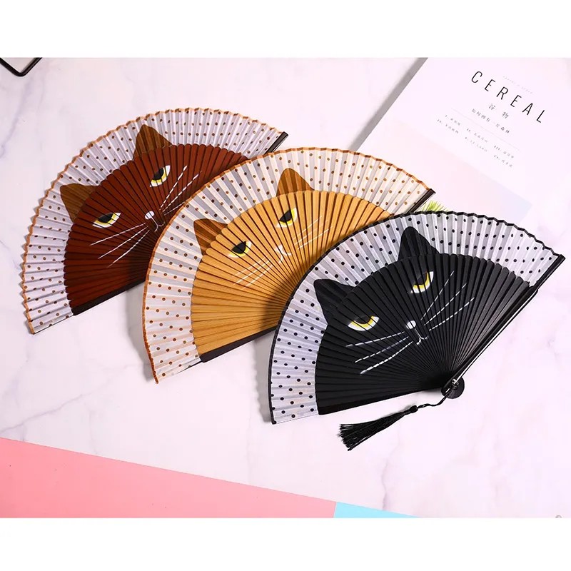 Summer ancient wind with the flow of Su fan Chinese fan folded retro Han clothing dance bamboo fan meow