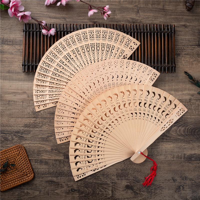 Factory direct sale Full red wooden fan Chinese characteristic gift fan imitation sandalwood fan folding fan foreign trade export
