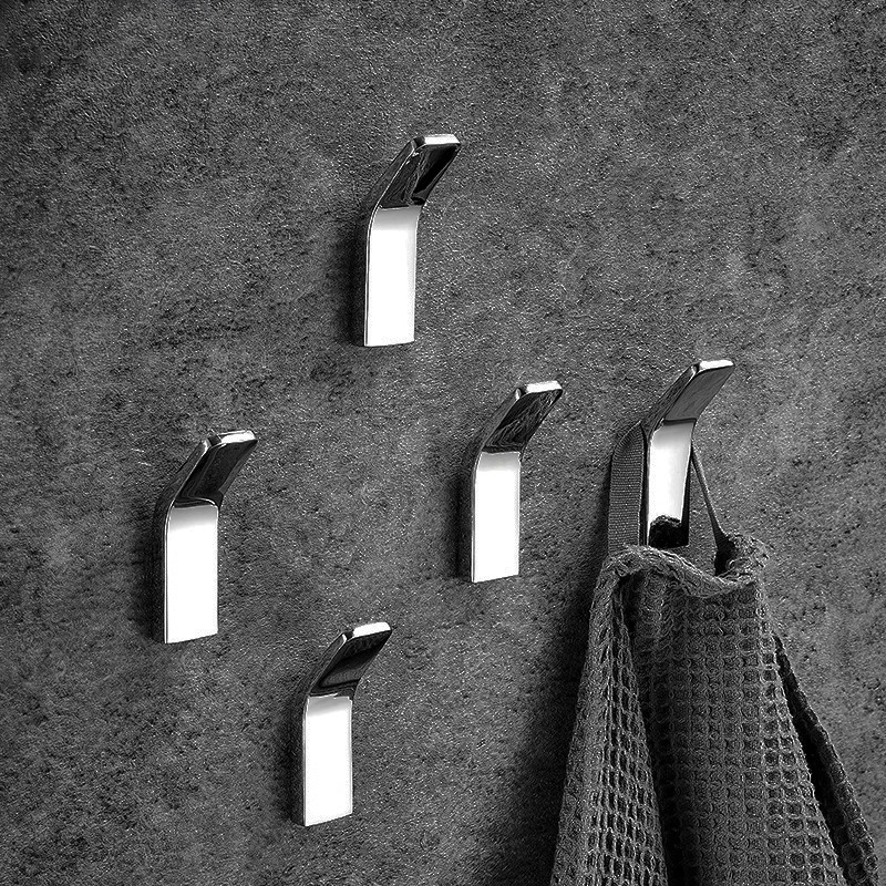 Bathroom Towel Hook, No-Drill, Minimalist, Strong Adhesive, Wall-Mounted, Behind Door, Entryway, Bathroom, Toilet, Single Hook