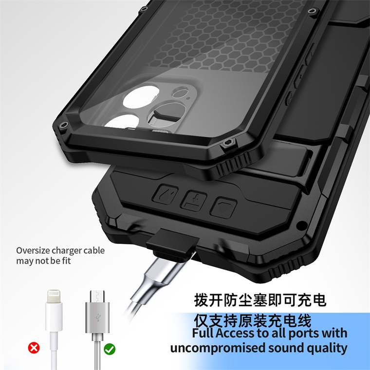 Metal Tough Shockproof 3 Layer Drop Resistant 360 Full Protection Kickstand Function High End Premium 15, 15 Plus, 15 Pro, 15