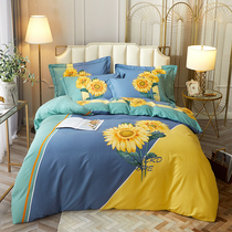 Pure cotton four-piece set 100 cotton thickened sheet duvet cover 1 5 1 8m bedding high-grade grinding 4-piece set