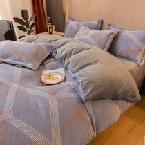 Light and luxurious bed Gasawara Milk Suede Bed Four Pieces Winter Thickened Quilt Cover Coral Suede Double Face Suede Warm Flannel Velvet