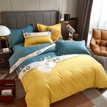 Full cotton mill wool four pieces Thickened Autumn Winter Warm Dormitory Bed Three Sets Pure Cotton Beds Bedding Linen Quilt Cover