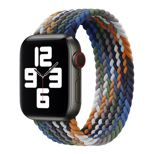 Применимые Apple Watch с IWATCH7 Woven Нейлоновая эластичная петля 5/5/4/3 Generation SE Мужская и женская радуга 41/45 мм Силиконовый ремешок AppleWatch 38/42/40/44 Прилив