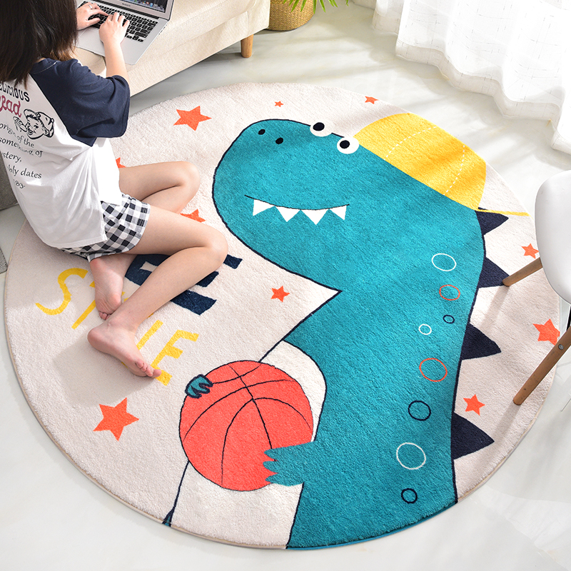 Round carpet children's room cartoon cute boy play game small floor mat plush room reading area bedroom