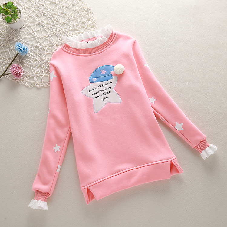 Áo sơ mi bé gái mùa xuân và mùa thu mùa đông áo khoác cotton dài tay cho bé Áo thun trẻ em ấm áp cộng với quần áo nhung áo thun trẻ em thái lan