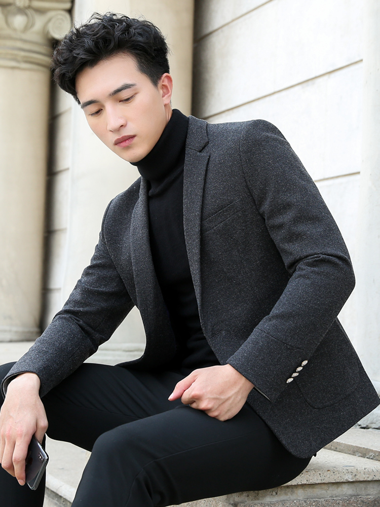 Casual suit men's suit jacket top slim Korean version of the trend thickened single West handsome autumn and winter small suit man