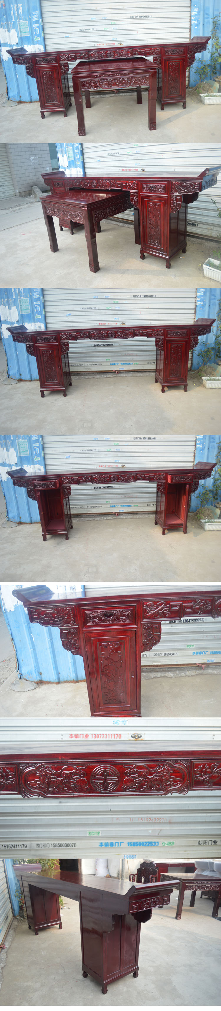 Bàn ghế gỗ rắn chạm khắc rắn Ganoderma lucidum Zhongtang bàn ghế bốn mảnh Trung Quốc cổ Thiên Chúa trường hợp ngồi xổm đầu trường hợp Tám bàn bất tử - Bàn / Bàn bàn gỗ
