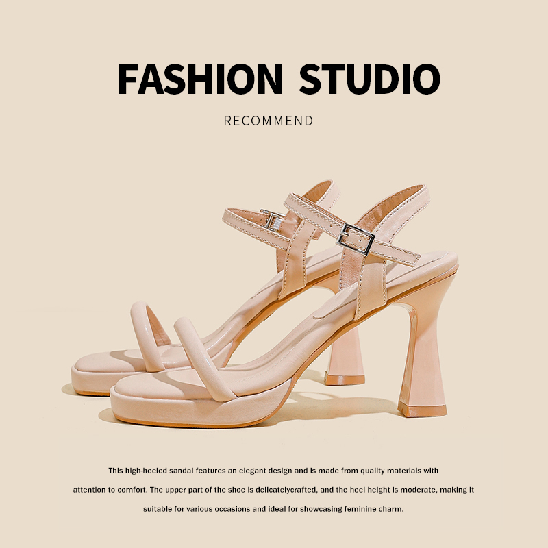 Sheepskin soft sole ~ French-Style Stunning Waterproof Platform Sandals for Women 2026 New Model with Thin Straps and High Heels, Comfortable