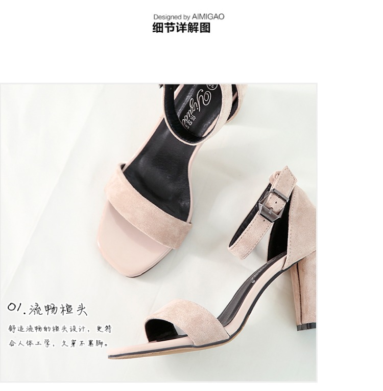 Dép nữ một nút dày với mùa hè 2018 mới với giày Roman Giày cao gót nữ màu đen 41chic sandal nữ cao gót
