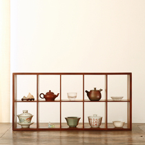 Bamboo lattice frame Bogu frame Small ornaments storage Duobaoge tea storage rack Display teacup rack Solid wood tea rack